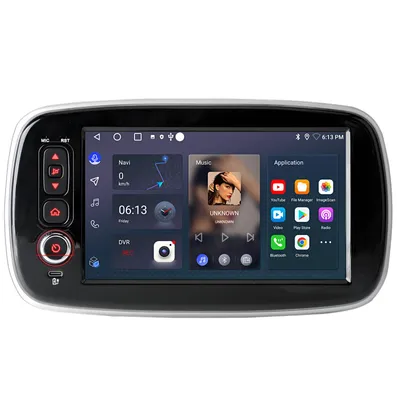 Productafbeelding van 8-inch autoradio met Android 15, geschikt voor Benz Smart Fortwo/Forfour 453 (2014-2022), met groot scherm, GPS-navigatie, Wi-Fi, Bluetooth, DAB+, stuurwielbediening, USB Type-C en 2+64G opslag