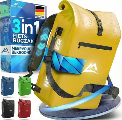 Productafbeelding van Fietstas en rugzak 3-in-1 - 25 liter - Waterdicht - Laptopvak - Geel