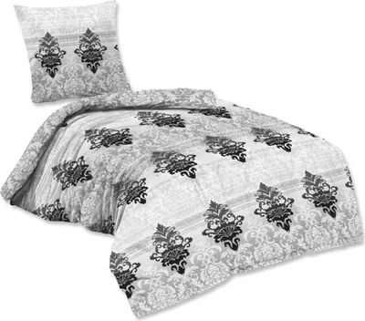 Produktbild von 4-teilig Baumwolle Bettwäsche Set Bettgarnitur Bettbezug Kissen Bett 135x200 Kissenbezug 80x80 NEU Schwarz Weiß Grau Ornamente