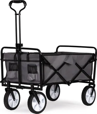 Zdjęcie produktu dla Składany duży wózek ogrodowy plażowy turystyczny transportowy szary
