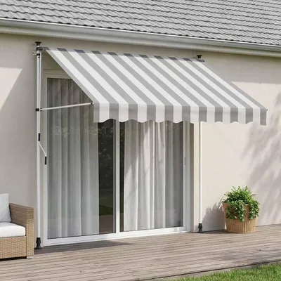 Zdjęcie produktu dla Maison Exclusive – markiza z ręcznym zwijaniem, kolor antracytowy i biały, 200 cm