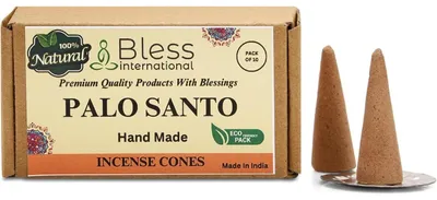 Productafbeelding van Rookkegeltjes van Palo Santo, met de hand gedompeld in Palo Santo. Verpakking met 10 kegeltjes