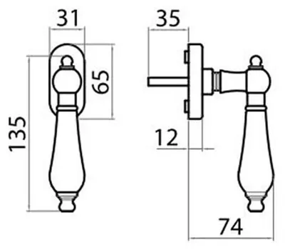 Produktbild von Oscar Fenstergriff R039 Ghidini M1 Messing poliert Handhabe weiß abschließbar