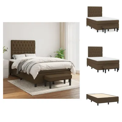 Produktbild von vidaXL Boxspringbett mit Matratze Dunkelbraun 120x200 cm Stoff -  Betten & Bettgestelle