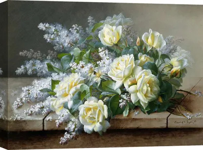 Produktbild von Kunstdruck auf Leinwand - Raoul De Longpre, Stillleben mit Rosen - 60x40 cm