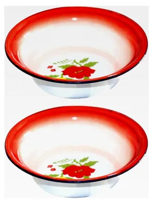 Produktbild von 2 Stück Retro Emaille Suppenschüsseln 22cm aus emailliertem Stahl im altmodischen Stil