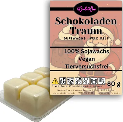 Produktbild von WonderWax Duftwachs Weihnachten Wax Melts für Duftlampe, 6 Würfel Duftmelt Wachsmelt Sojawachs Duftwachs Würfel für Raumdüfte, Wachs Duftöl Winter Indoor Schmelzen für Aromalampe Schokoladentraum