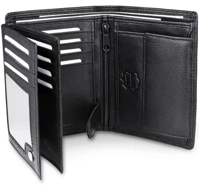 Image de Portefeuille homme - Portefeuille RFID - Cuir nappa - 15 compartiments cartes - Noir