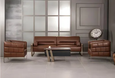 Productafbeelding van Büro Set Modern Luxus Komplettbüro 3-Sitzer Sofa 2 Sessel Couchtisch
