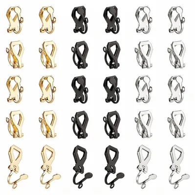 60er Set Ohrclips aus Edelstahl, 3 Farben, Clip-On-Ohrringe