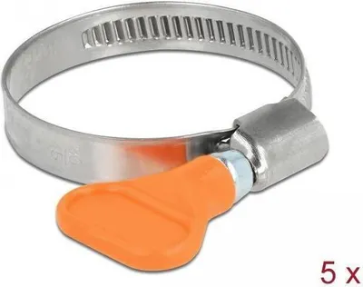 Immagine prodotto di DELOCK Schlauchschelle, Flügelmutter 30-45mm 5 Stk. orange