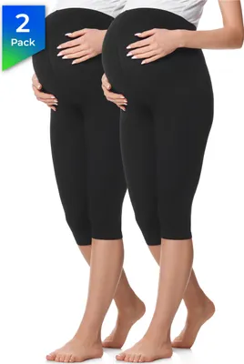 Produktbild von Be Mammy 3/4 Umstandsleggings aus Baumwolle 2Pack BE20-229 (2Pack Schwarz/Schwarz, 3XL)