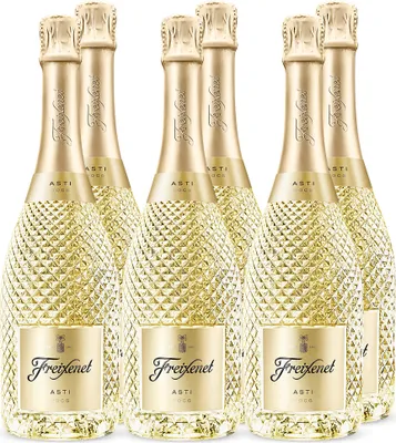 Produktbild von Freixenet Asti D.O.C.G. aus Piemont, Italien (6x0,75l) Süßer Schaumwein in edler Schmuckflasche mit Diamantoptik - Naturkorken - Moscato Bianco