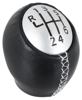 Image de Renault Laguna II Pommeau de levier de vitesses 6 rapports CUIR NOIR + ARGENT