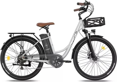 Produktbild von Ebike 26 Zoll e Bike Herren 36V 20.3Ah Akku Elektrofahrrad Damen 250W 25km/h City E-Bike Reichweite 80-200km e Fahrrad Pedelec 7S Belastung 120Kg Grau