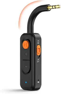 Produktbild von Bluetooth 5.4 Audio-Adapter mit Mikrofon, 3,5 mm AUX, drahtlose Audio-Receiver für Heimstereo/Bedrähte Lautsprecher mit niedriger Latenz