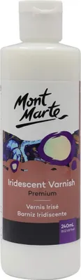 Produktbild von Mont Marte Acryl Firnis 240ml– Irisierender Glanz–Finish für Acrylmalerei & Pouring–Acryllack mit schimmerndem Effekt–Farbloser Varnish für Kunstwerke