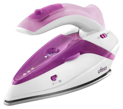 Obrázek produktu pro Ufesa PV0500, Suché i parní žehlení, Žehlicí plocha z nerezové oceli, 1,9 m, 75 g/min, Purpurová, Bílá, 15 g/min