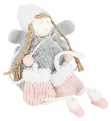Immagine prodotto di Angelo con ali grigie 22 cm, decorazione natalizia