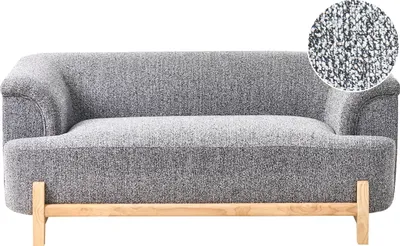 Produktbild von BELIANI 2-Sitzer Sofa Dunkelgrau Meliert Stoffbezug mit Breiten Armlehnen Holzbeine Dicke Nähte Freistellbar Modernes Design Wohnzimmer Polstersofa