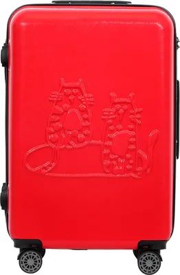 Immagine prodotto di Biggdesign Cats valigia piccola | borsa da viaggio con ruote | valigia con chiusura a combinazione | 4 ruote doppie | girevole a 360 gradi | leggera | rossa