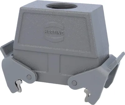 Productafbeelding van HARTING Han 16B, behuizing van tüll, hoog, 1xM32 rechte kabeluitgang, met 2 dwarsbalken, aansluiting M32, klembereik 11,0mm