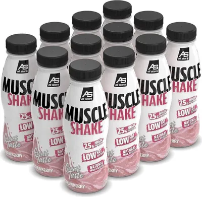 Productafbeelding van All Stars Muscle Shake – 12 flessen à 330 ml, aardbeismaak