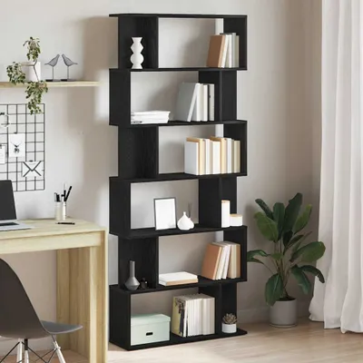 Productafbeelding van Maison Exclusive - Boekenkast, zwart, eikenlook, 80x24x190,5 cm, houtvezel