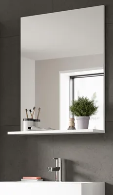 Produktbild von Badezimmer Spiegel "Shawn" in weiß Badspiegel mit Ablage 60 x 79 cm