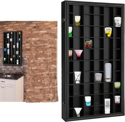 Image de Vitrine en plexiglas - Boîte de rangement - Présentoir à verres à vin - Casier - 45,5 x 83 x 7 cm - Blanc