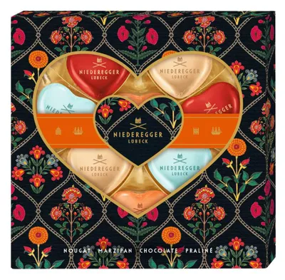 Produktbild von Meisterselektion Herzen "Dark", Pralinen mit Zartbitter- und Vollmilch-Schokolade 125 g, Niederegger