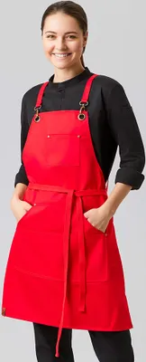 Produktbild von Latzschürze 80x70cm, rot : 65% Polyester 35% Baumwolle 235 g/m² : rot