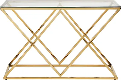 Produktbild von Konsole CHARLOTTE von Pascal Morabito - gehärtetes Glas und Stahl - Farbe gold