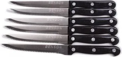 Produktbild von Benson Steakmesser Pizzamesser Grillbesteck Messer 6 Stück Schwarz