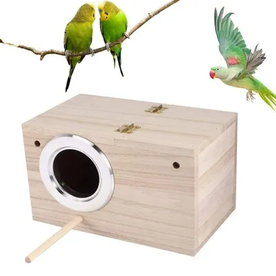 Image de Omgoods - Nichoirs en bois naturel pour mésanges et perruches - 25 x 13 x 13 cm