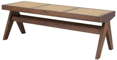 Zdjęcie produktu dla Luksusowa ławka Casa Padrino brązowa / naturalne kolory 136 x 46 x h. 47 cm - Ławka z litego drewna z ręcznie plecionym rattanem - Luksusowe meble