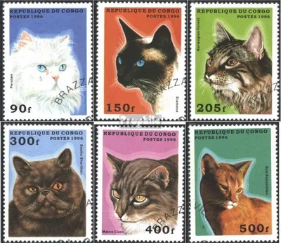 Produktbild von Briefmarken Kongo (Brazzaville) 1996 Mi 1451-1456 (kompl.Ausg.) gestempelt Katzen