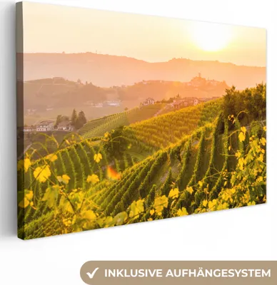 Produktbild von OneMillionCanvasses® - Leinwandbilder - 140x90 cm, Italien - Weinberg - Sonne, Wandbilder Kunstdruck Wanddekoration