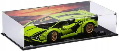 Obrázok produktu pre Čierna vitrína s potlačenou zadnou stenou, určená pre stavebnicu LEGO® Technic 42115 Lamborghini Sián FKP 37