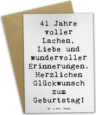 Produktbild von Mr. & Mrs. Panda Klappkarte Spruch 41. Geburtstag Freude - Weiß - Geschenk, Meilenstein, Alter, babykarte, weihnachtskarten, Lachen, Happy Birthday, Glückwunschkarte