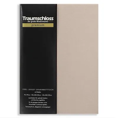 Produktbild von Traumschloss Premium Edel-Jersey Spannbettlaken 90-120 x 200-220 cm stein 165g/m², 95% gekämmte Mako Baumwolle, 5% Elasthan