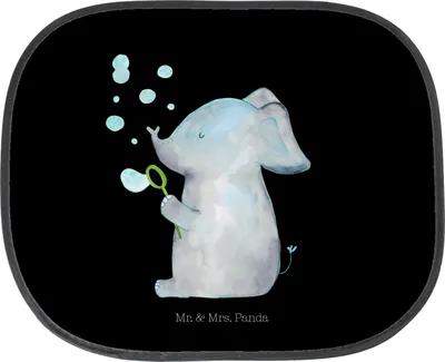 Produktbild von Mr. & Mrs. Panda Sonnenschutz Auto Elefant Seifenblasen - Schwarz - Geschenk, saugnapf, für, Lustige Sprüche, hitzeschutz, Sonnenblende, kindersonnenschutz, Liebe, Heimat