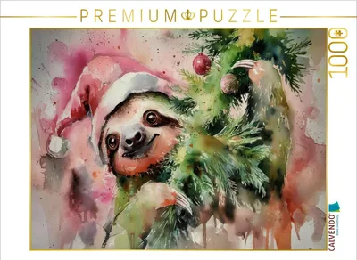 Produktbild von CALVENDO Puzzle Weihnachtsfaultier | 1000 Teile Lege-Größe 64x48cm Foto-Puzzle für glückliche Stunden