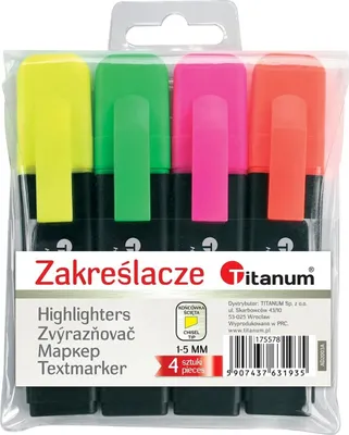 Image de Surligneurs 1-5mm 4 couleurs Titanum