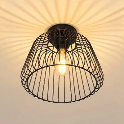 Produktbild von Deckenlampe Retro Deckenleuchte mit LED-Birne E27 Ø30cm Eisen Flurlampe Für Wohnzimmer Schlafzimmer Flur Restaurant Hotel Geschäft Cafe Warmweiß