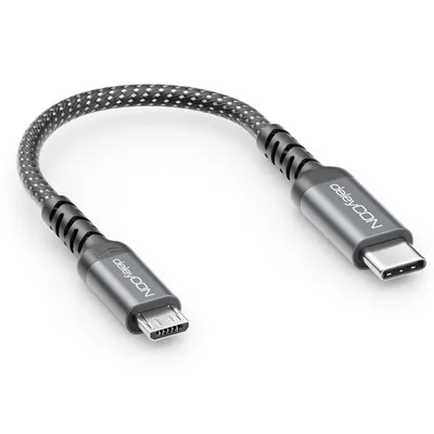 Produktbild von deleyCON 0,15m USB-C auf Micro USB Kabel Ladekabel Datenkabel