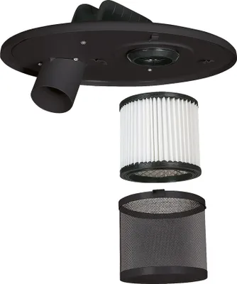A disassembled ash filter set for a vacuum cleaner, including the main housing, a pleated filter, and a mesh pre-filter.