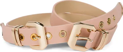 Produktbild von styleBREAKER Damen Gürtel mit doppelter goldener Schnalle und Lochnieten, B-Low Belt, Taillengürtel, kürzbar 03010121
