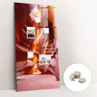 Produktbild von Magnetische Wandtafel aus Glas – Notiztafel mit gebogener Vorderseite – Enthält 5 Magnete – 60x120 cm – Antilopenmotiv