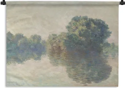 Produktbild von MuchoWow® Wandteppich Wandbehang Die Seine bei Giverny - Gemälde von Claude Monet 120x90 cm Tapisserie Dekoration Wandtuch - Wohnen - Aufhänger für die Wand